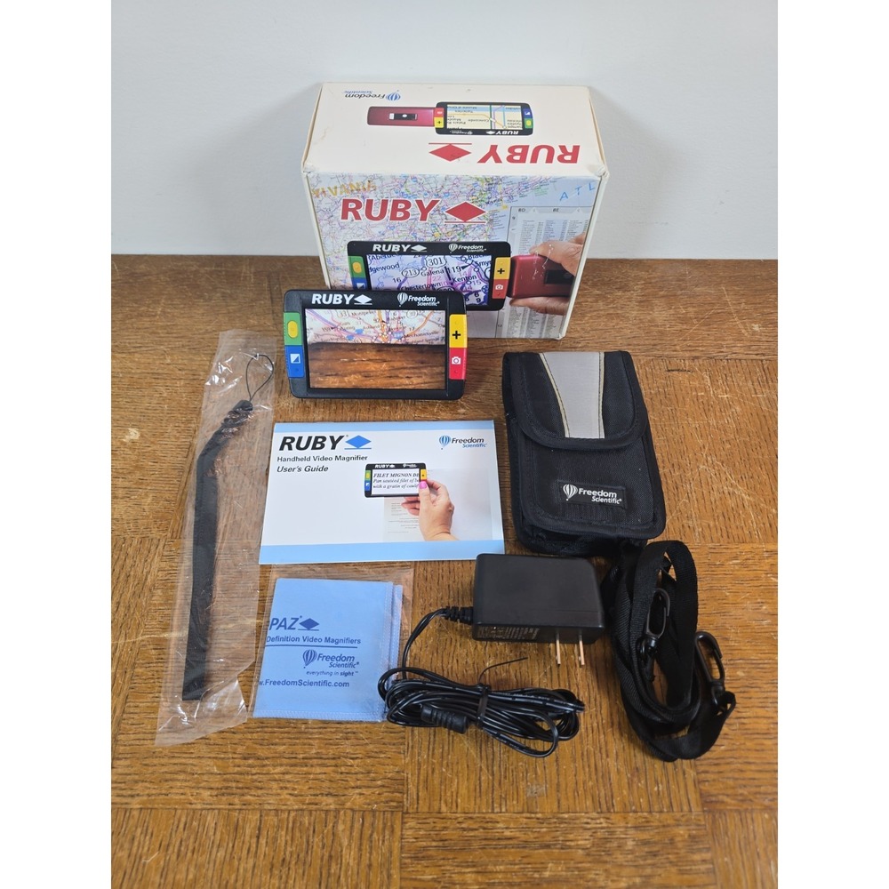 Freedom Scientific Ruby Handheld Video Magnifier w/ Power Adapter & Case TESTED